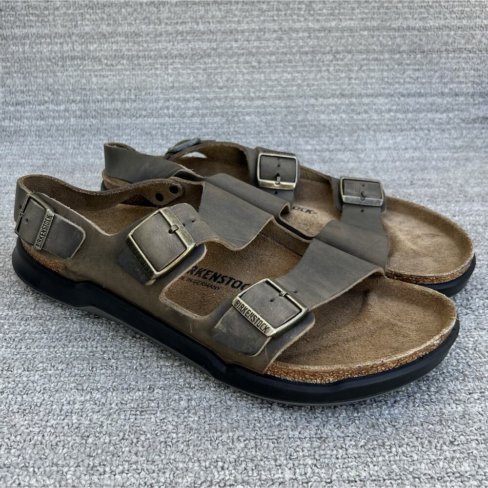 Birkenstock Milano Oil Leather Sandals Tan Men's Size 13-13.5 US